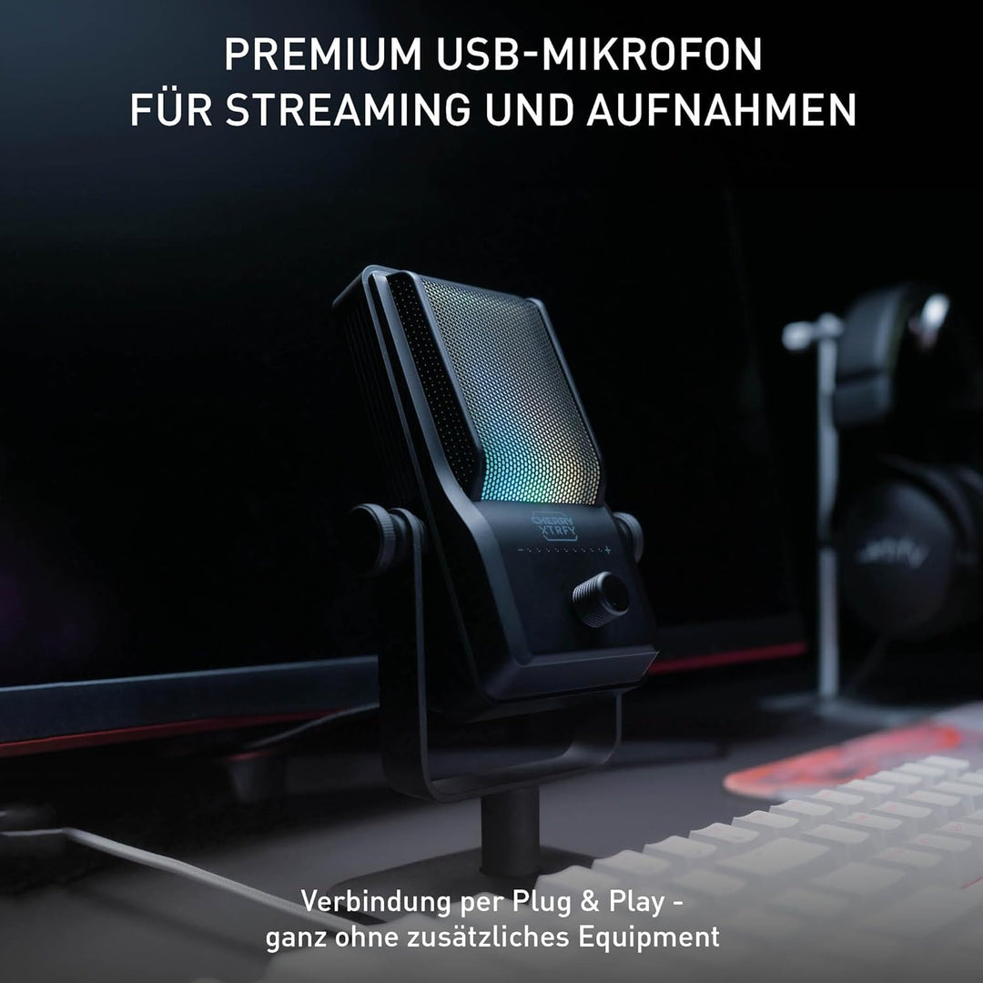 CHERRY XTRFY NGALE R, Premium-USB-Mikrofon für Aufnahmen, Gaming & Streaming, Cardioid, Plug & Play,