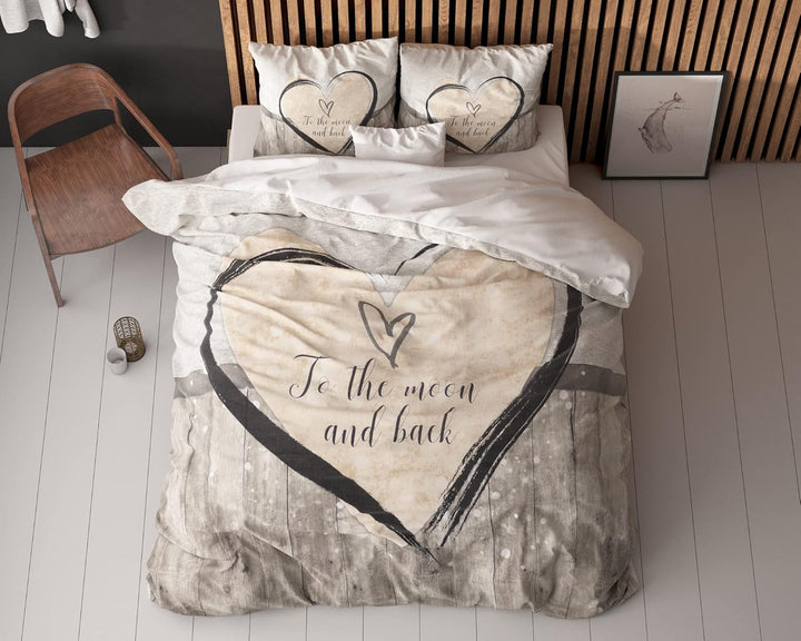 Sleeptime Bettwäsche 4teilig 135cm x 200cm 4teilig braun - Love - weich & bügelfrei Bettbezüge mit R