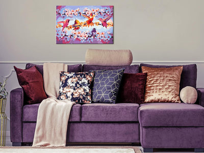 murando - Malen nach Zahlen Kolibri bunt Blumen 60x40 cm Malset mit Holzrahmen auf Leinwand für Erwa