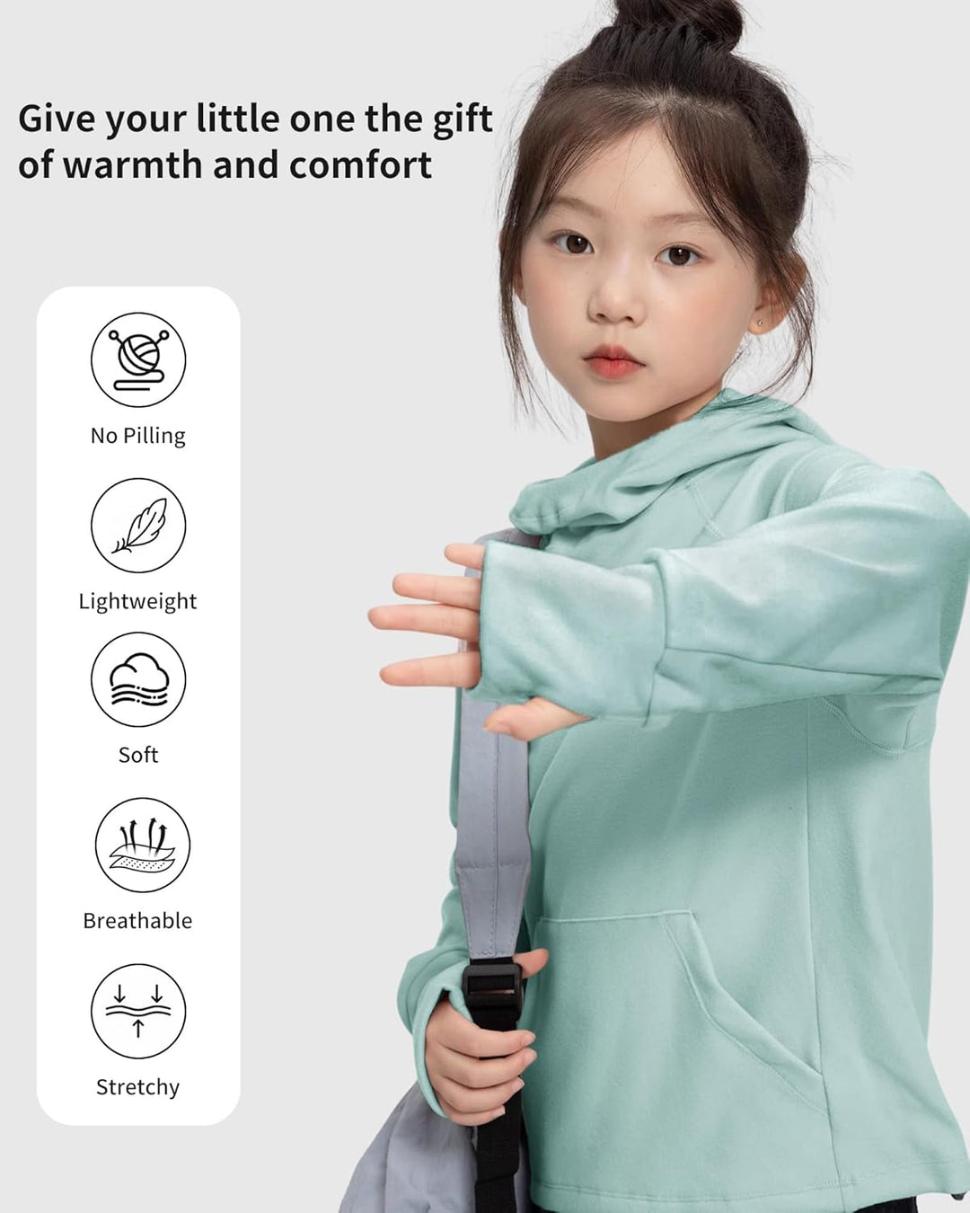 Rolanko Mädchen Hoodies Fleece Sweatshirts Langarm Gemütlicher Leichter Kapuzenpullover Oberteile mi