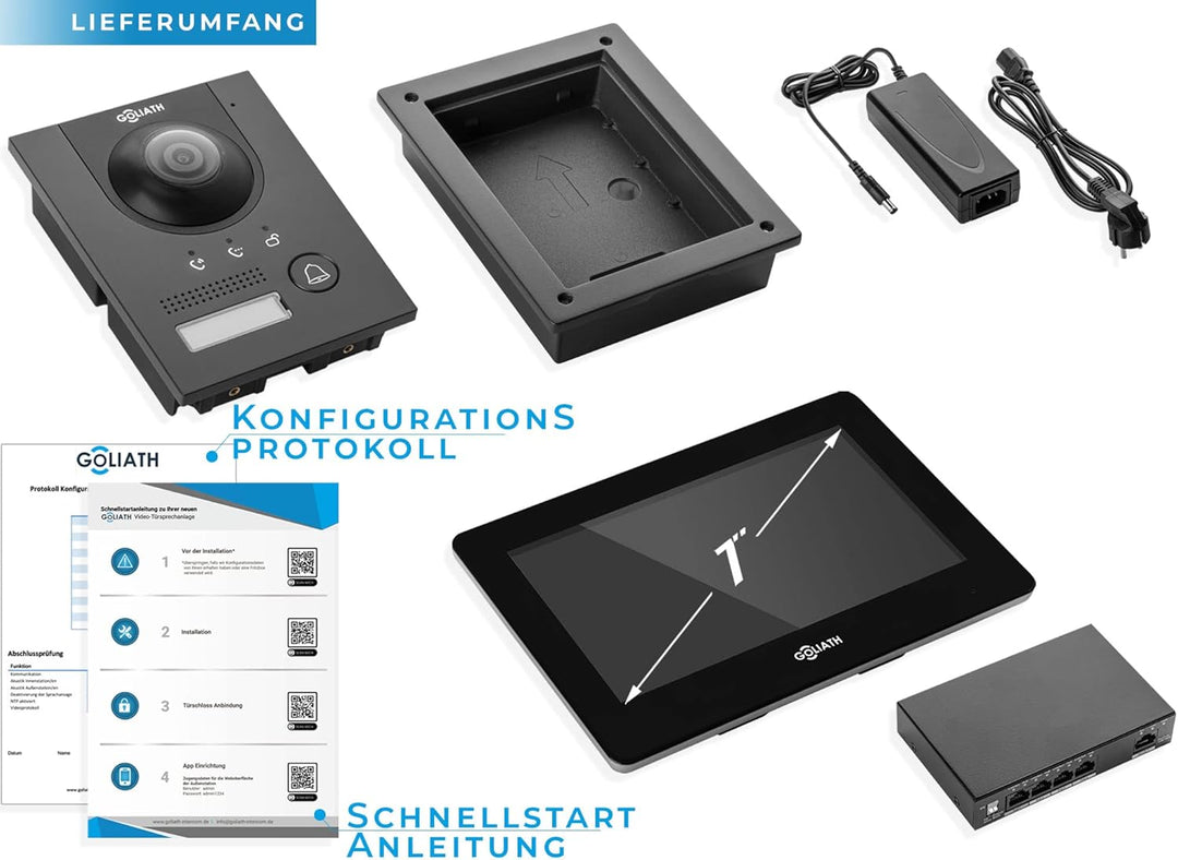 Goliath IP | Unterputz | Video Türsprechanlage | 2MP | Anthrazit Türstation | 180° Ultra Weitwinkel
