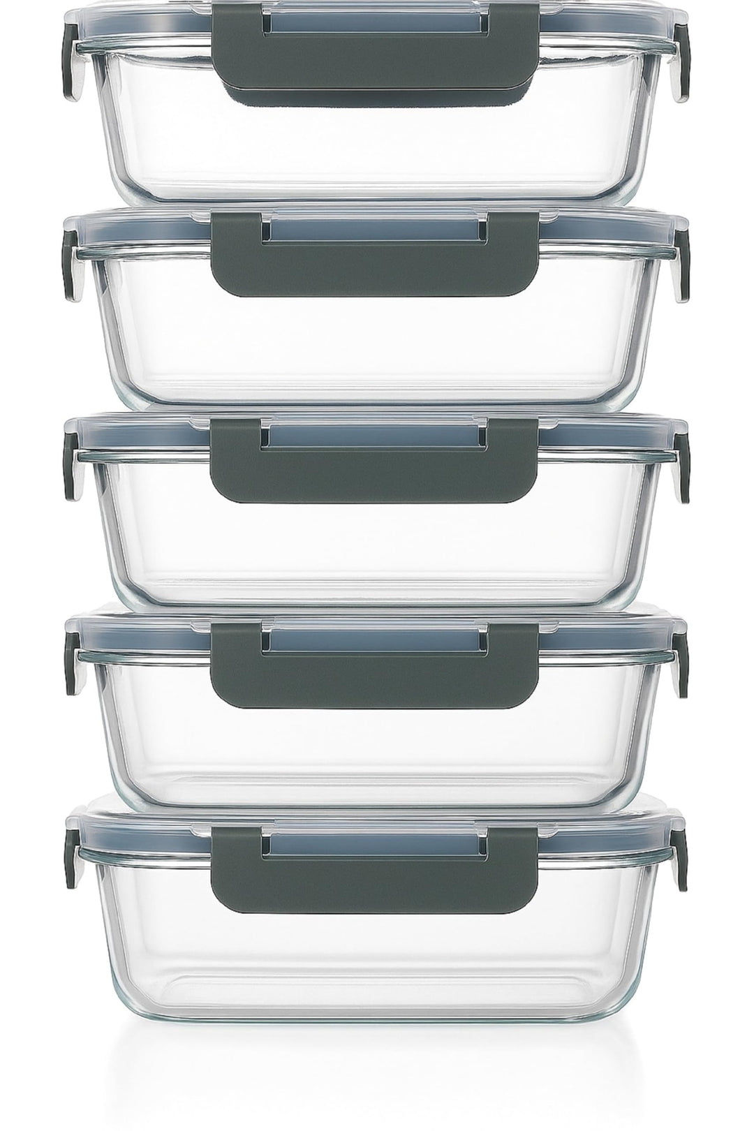 Visario 5 x kleine Glas-Frischhaltedosen 370 ml pro Glasbox | 5er Set Klick-Dosen mit Deckel | Silik