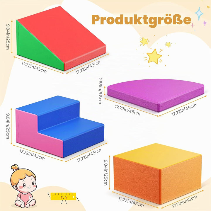 Baby-Schaumstoffbausteine, Softplay-Set für Kleinkinder von 1–3 Jahren, Baby-Kletterturm mit Rutsche