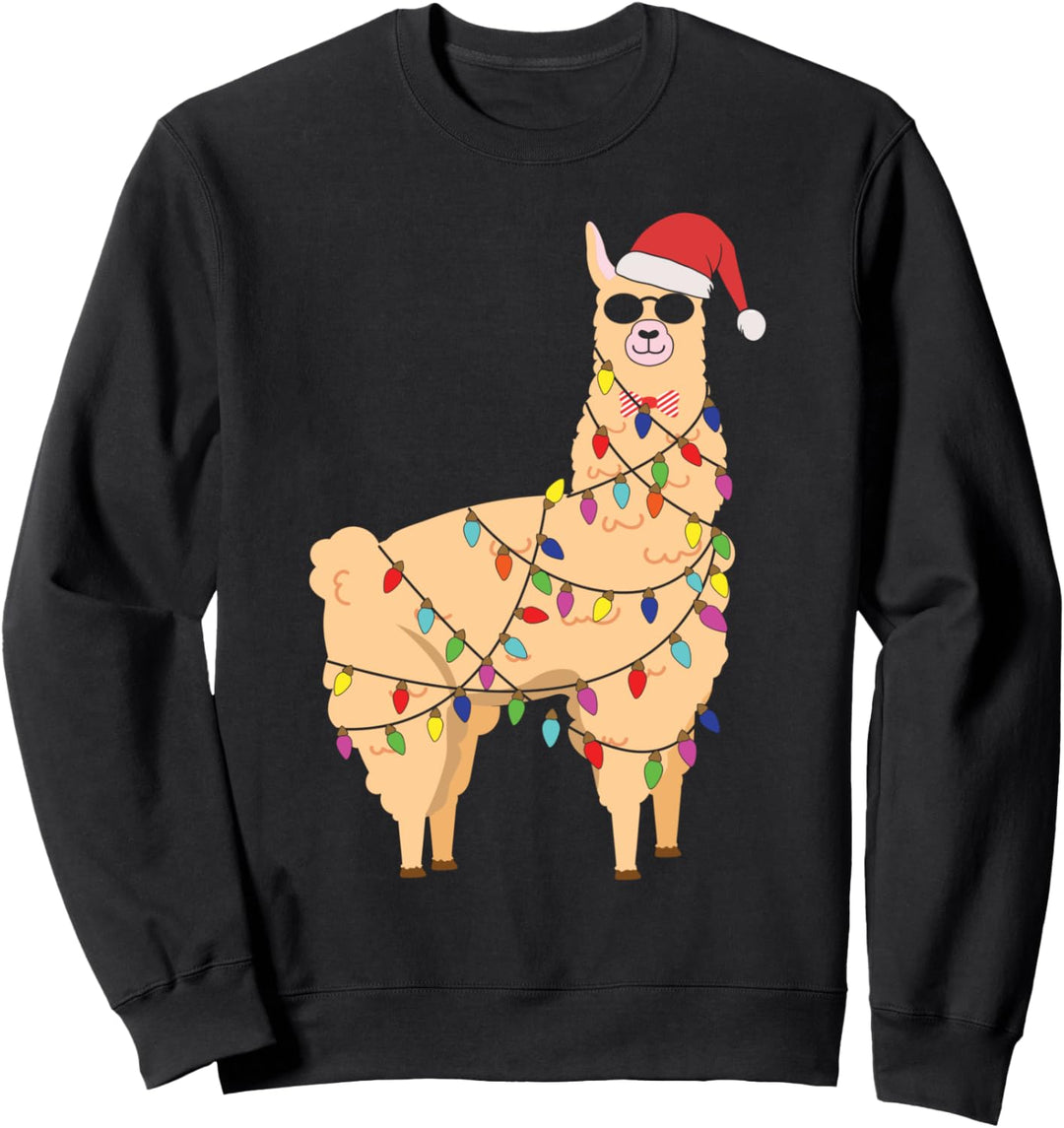 Weihnachtslichter Lama Kawaii Alpaka Dezember 2022 Weihnachten Sweatshirt