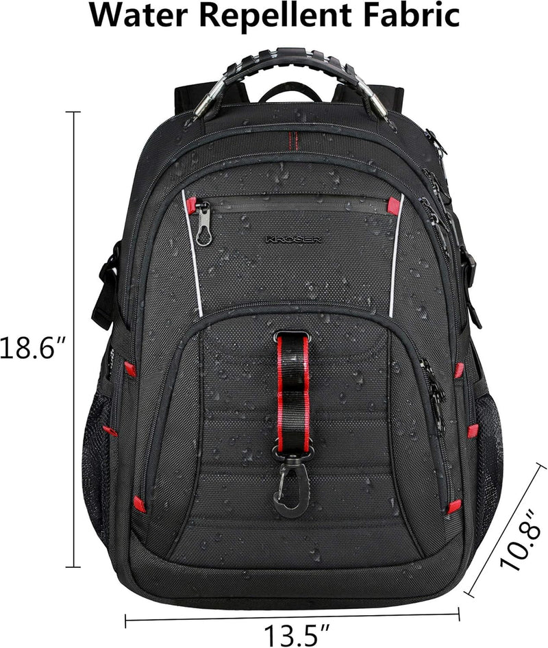 KROSER Laptop Rucksack Herren für 17.3 Zoll Reiserucksack Handgepäck, Laptop Backpack Multifunktion