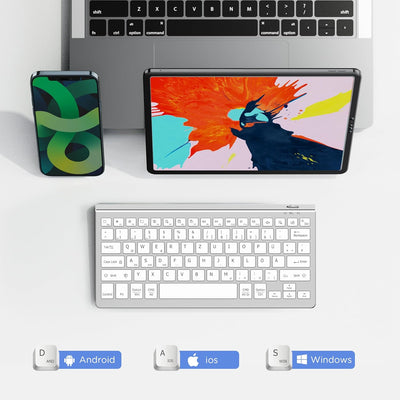 CACOE Deutsche Bluetooth Tastatur kompatibel mit IOS, Android Tablet, Windows, Samsung Tablet, Lenov