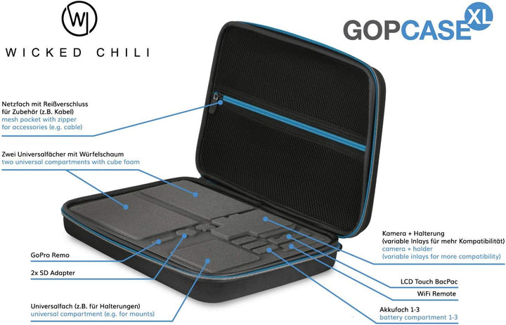 Wicked Chili Universal Tasche für elektronische Kleingeräte | Schutztasche, mit anpassbarem Inlay, z