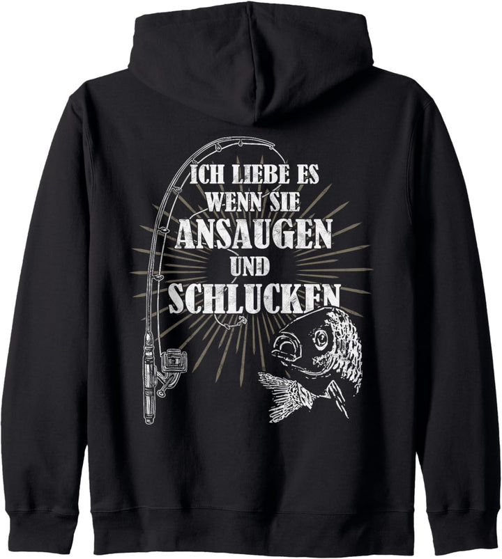 "Ansaugen und Schlucken" Lustig Karpfen angeln Kapuzenjacke