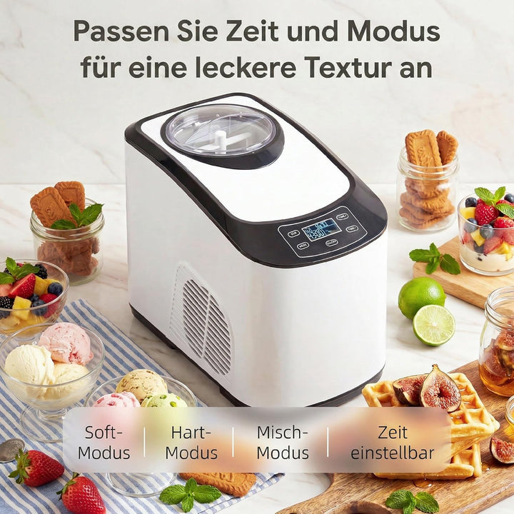 HOMCOM Eismaschine 1,5L Eiscrememaschine Speiseeisbereiter Frozen Eisbereiter Speiseeismaschine mit