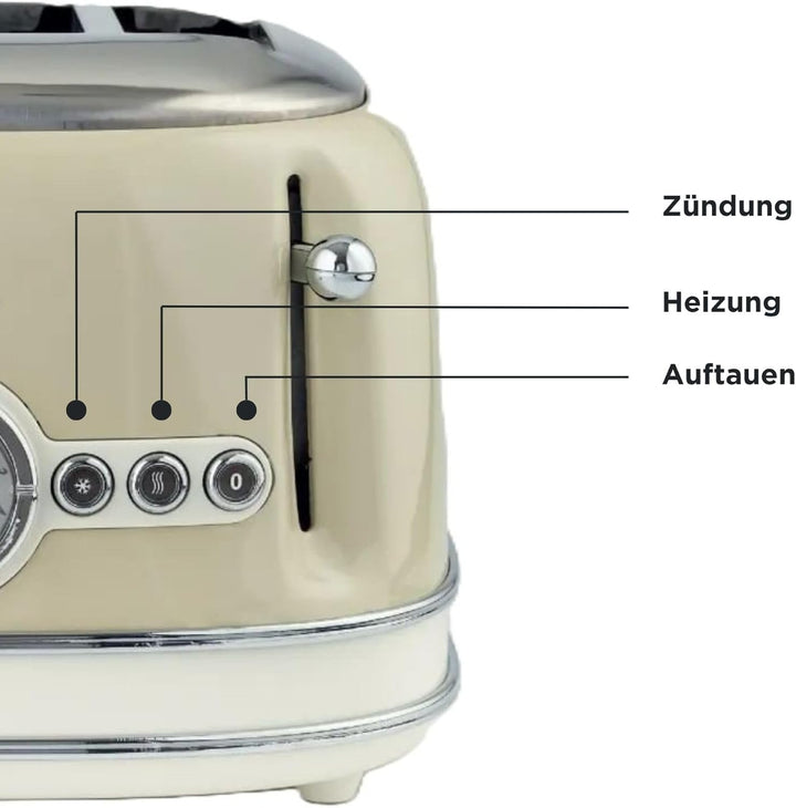 Ariete,156 Toaster im Vintage-Design für 4 Scheiben, 1600 W, 6 Toaststufen, aus lackiertem Edelstahl
