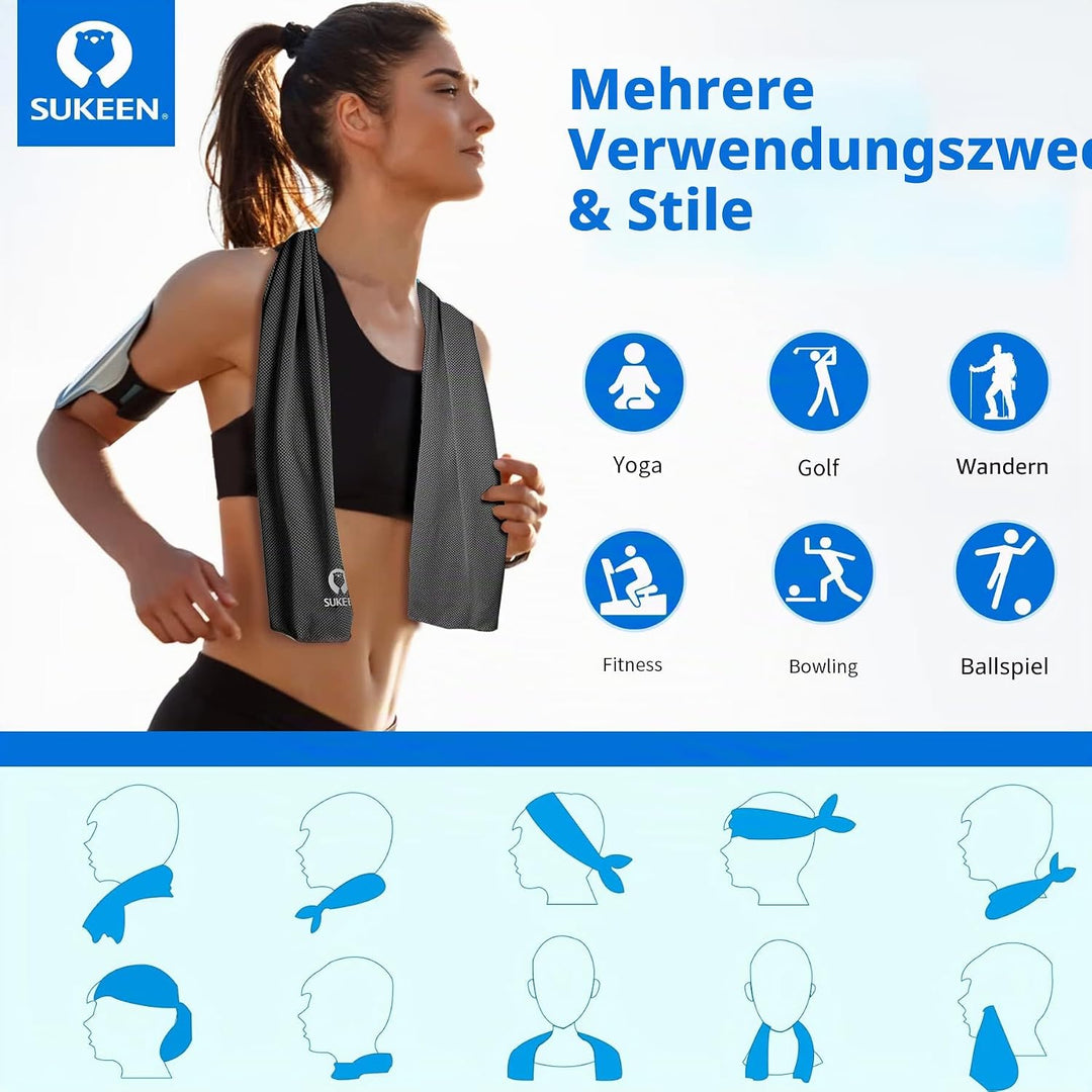 Sukeen Kühltuch Set, kühlendes Handtuch Kühltücher Hals, Handtuch kühlend, Cooling Towel, Kühltücher