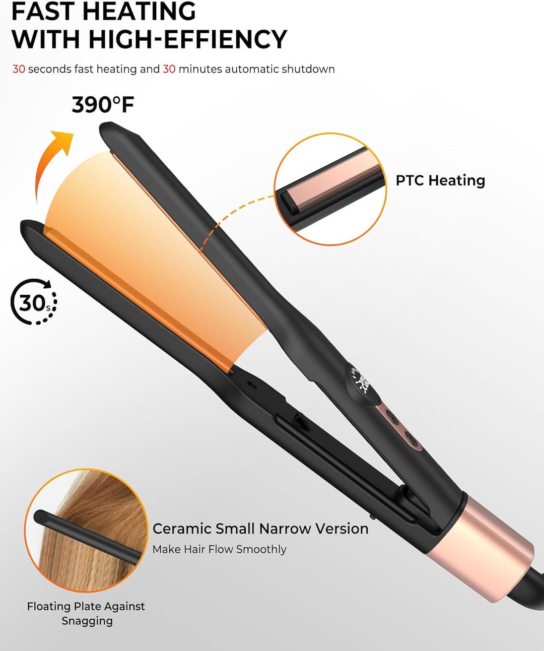 Mini Glätteisen, 2 in 1 Kleins Glätteisen, Haarglätter mit Ionen Technologie & 4 Temperatureinstellu