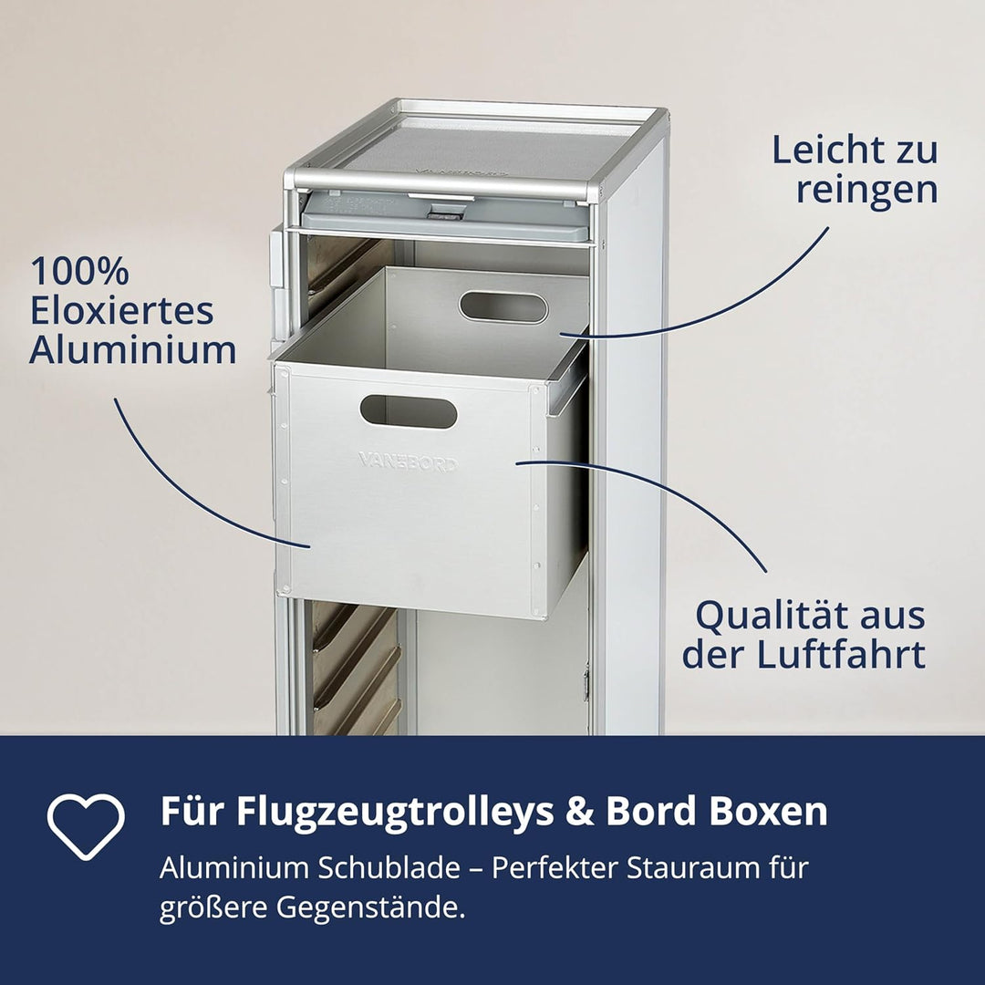 VanDeBord Einschub Aluminium Hoch, Schublade, Schubkasten, Drawer, Zubehör für Flugzeugtrolleys, Air