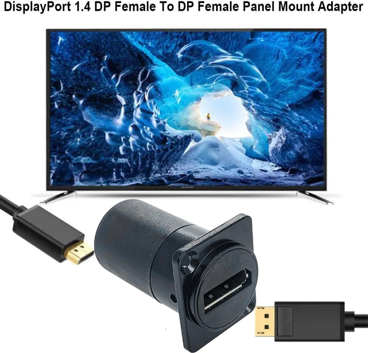 PENGLIN 2 Stück Displayport 1.4 Anschluss für Panelmontage, 8K HDR DP Buchse zu Buchse Extender Adap
