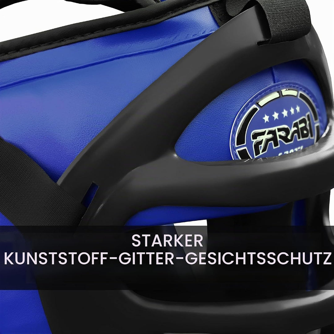 Farabi Sports Kopfschutz Frontbügel Grillschutz Krav MAGA Kickboxen Kopfschutz M Blue, M Blue