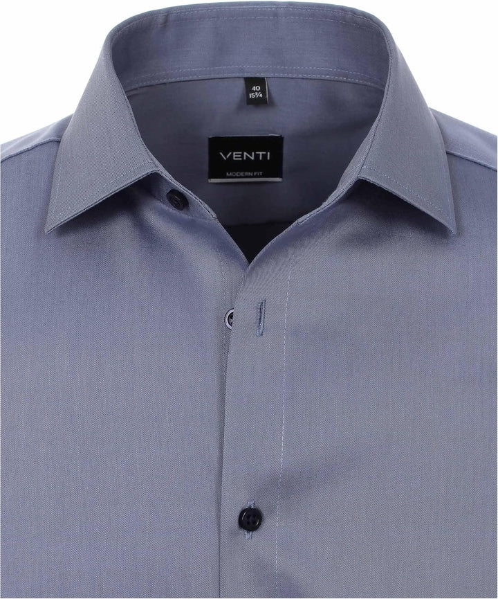 Venti Herren Twill Hemd unifarben extra Langer Arm 72cm Modern Fit 39 Extra Tall Graues Dunkelblau,