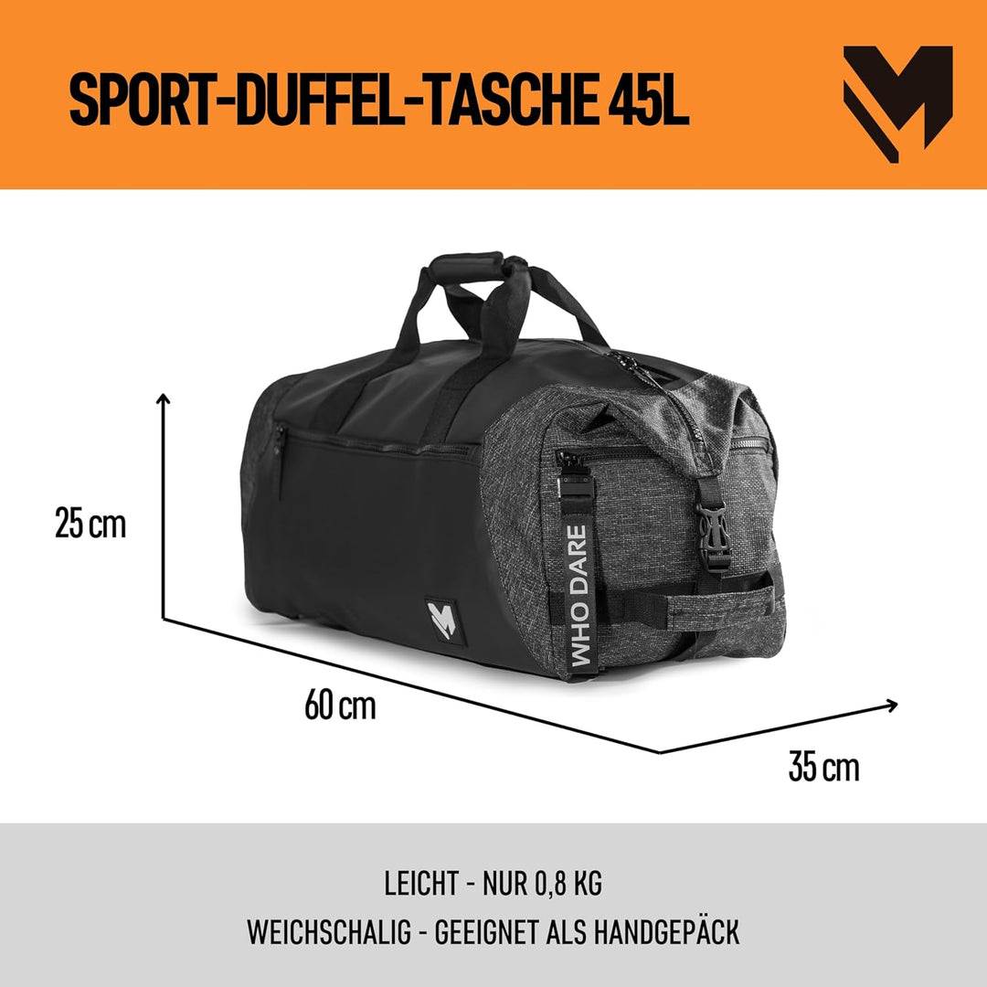 Lamaki Sporttasche Herren & Damen 45L Duffle Bag - Multifunktional 2-in-1 Sporttasche mit Rucksackfu