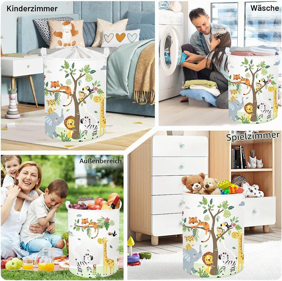 Süsses Waldtier Gross Wäschekorb Baum Laub Stoff Aufbewahrungskorb Kleidung Spielzeug Aufbewahrungsb