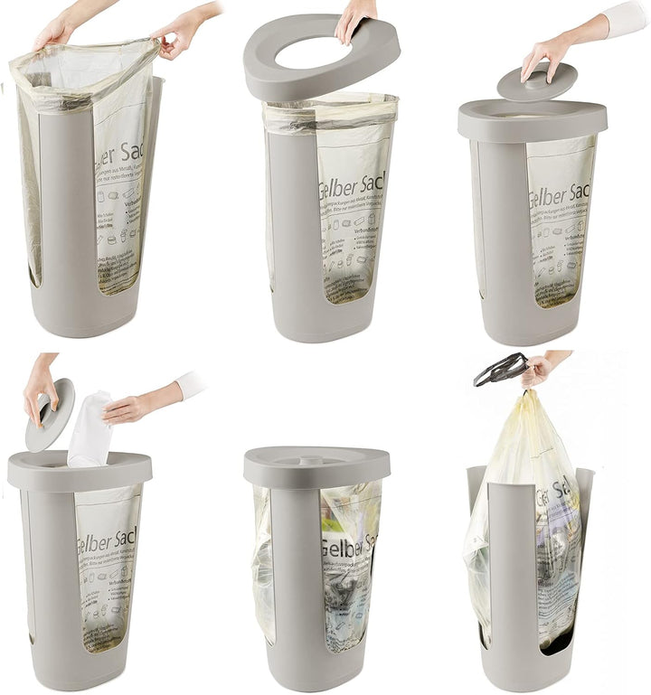 Rotho Fabu 3er-Set Müllsackständer, Kunststoff (PP recycelt), Cappuccino, 40.6 cm, 3 3 x Müllsackstä