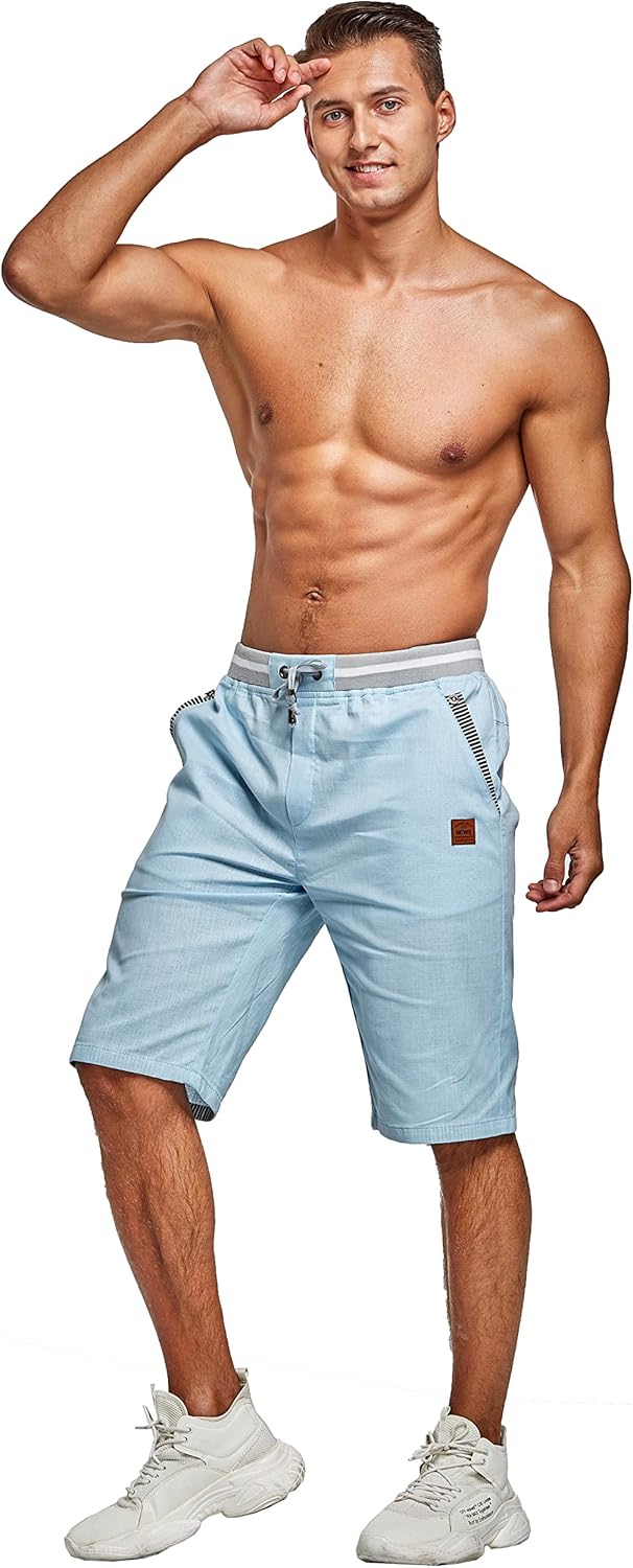Tansozer Herrenshorts Herren Shorts Baumwolle Sommer Shorts mit Taschen Herren S Himmelblau, S Himme