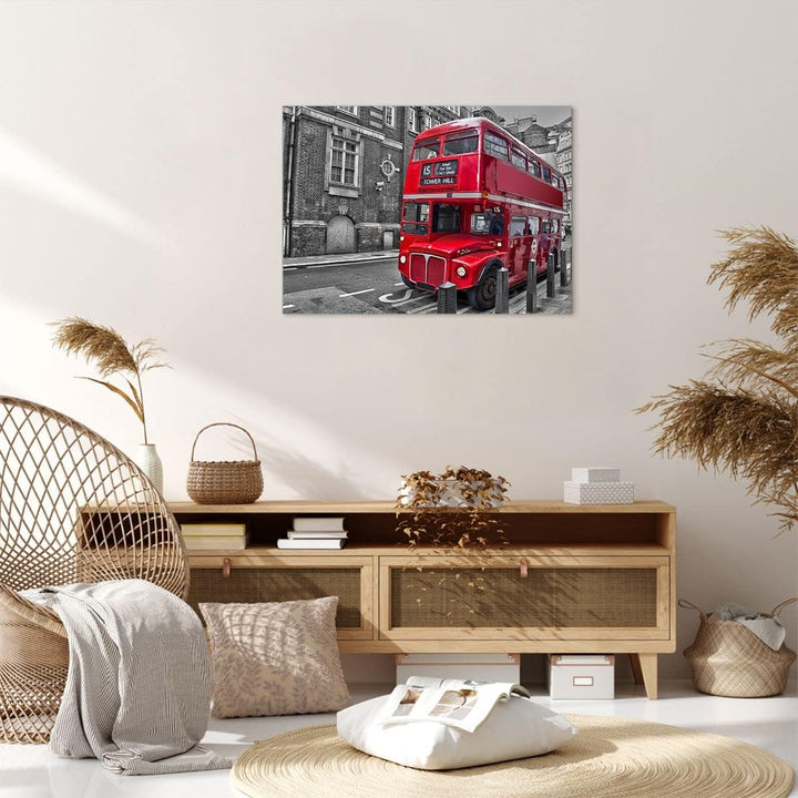 Bilder auf Leinwand Bus Denkmal London Geschichte Leinwandbild 70x50cm Wandbilder Dekoration Wohnzim