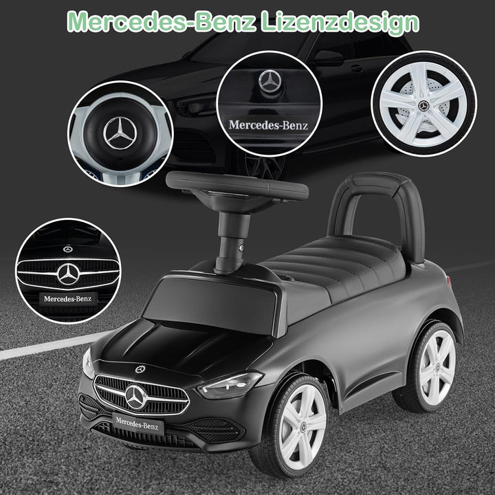 COSTWAY Mercedes-Benz Rutschauto, Rutschfahrzeug mit Stauraum unter dem Sitz, Schiebauto mit Hupe &