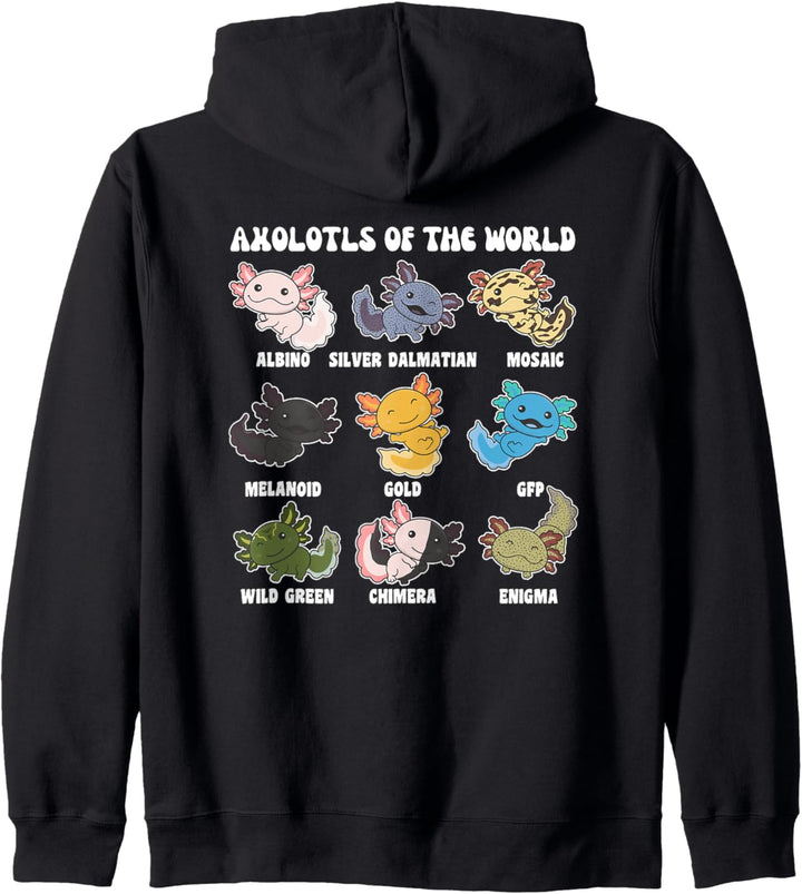 Axolotls of the world süsse Tiere Kawaii Axolotl Kapuzenjacke