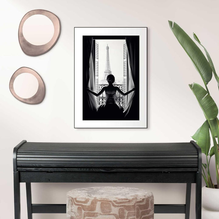 REINDERS Frau in Paris Gerahmtes Bild - MDF - 50 x 70 cm - Schwarz