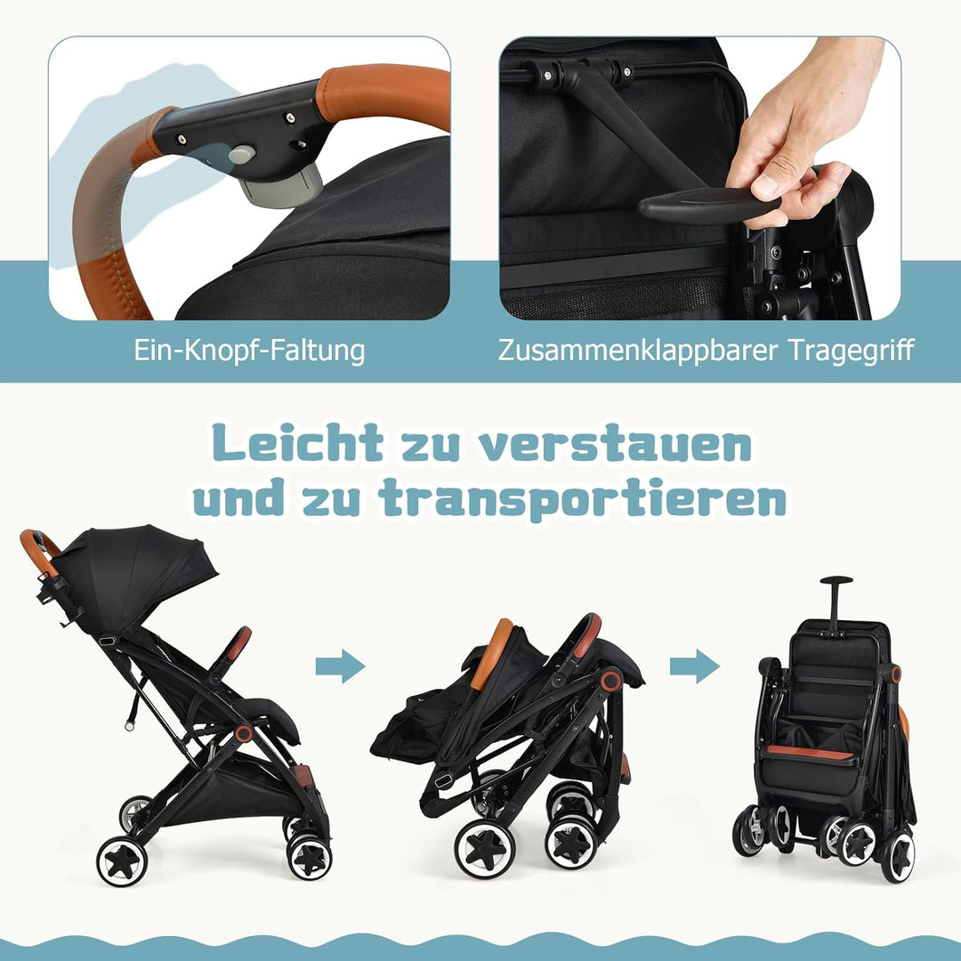 DREAMADE Klappbarer Kinderwagen, Buggy mit stufenlos verstellbarer Rückenlehne, Stroller mit Moskito
