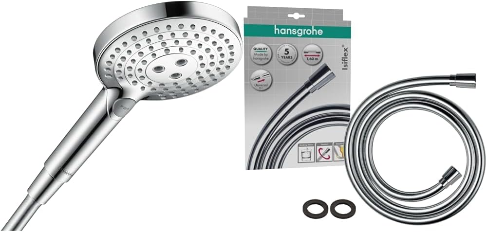 hansgrohe Duschset mit wassersparendem Duschkopf Raindance Select S 120, Regendusche, 3 Strahlarten