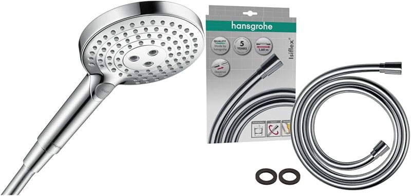 hansgrohe Duschset mit wassersparendem Duschkopf Raindance Select S 120, Regendusche, 3 Strahlarten