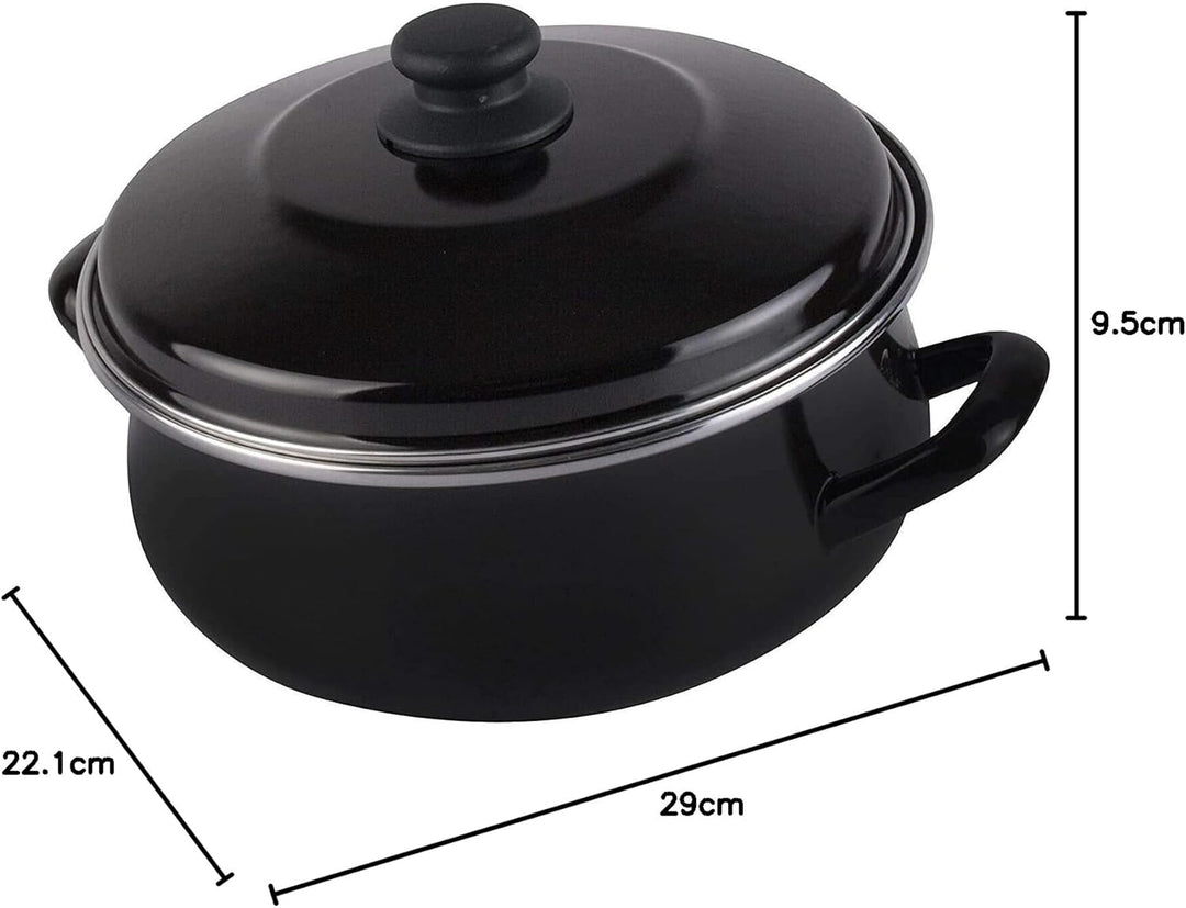 Magefesa emaillierter Schmortopf, 20 cm, schwarzer Stahl und Deckel, antihaftbeschichtet, 3 l, ofenf