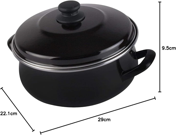 Magefesa emaillierter Schmortopf, 20 cm, schwarzer Stahl und Deckel, antihaftbeschichtet, 3 l, ofenf