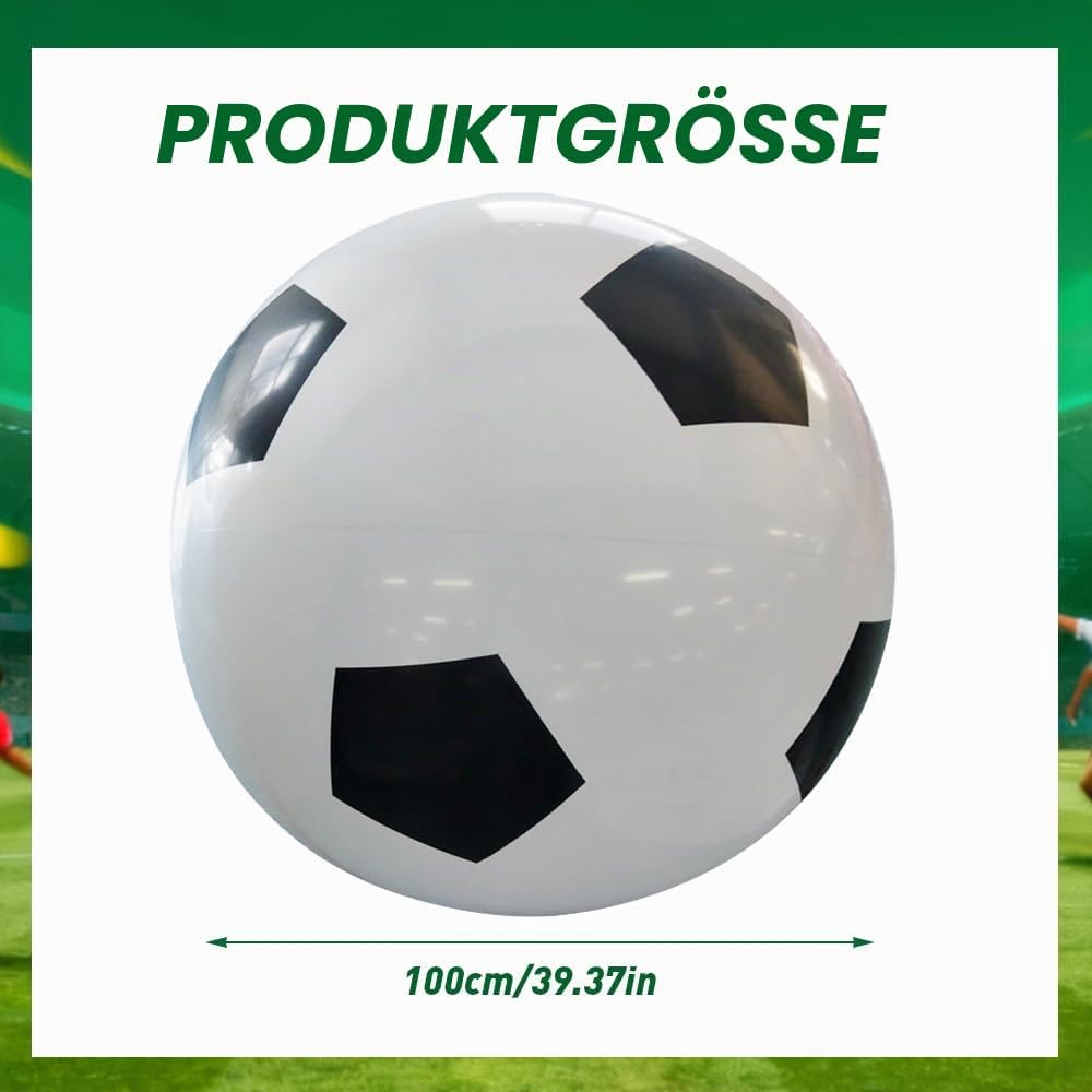 Fussball Ø 100 cm Gross, Riesen Aufblasbarer Wasserball, Aufblasbarer Riesen-Ball aus Robustem Gummi