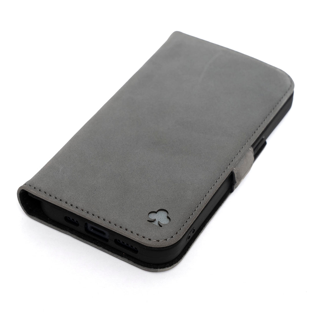 Porter Riley - Lederhülle für iPhone 14 Pro. Premium Echtleder Standhülle/Ledertasche/Brieftasche mi