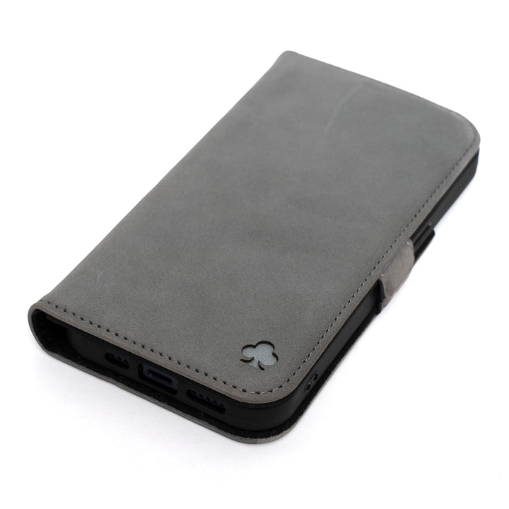 Porter Riley - Lederhülle für iPhone 14 Pro. Premium Echtleder Standhülle/Ledertasche/Brieftasche mi