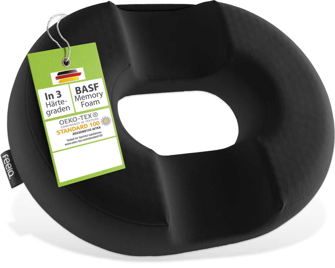 feela.® Orthopädisches Sitzring [3 Härtegrade] – Hämorrhoiden Sitzkissen mit Loch – nach OP &amp; Geburt