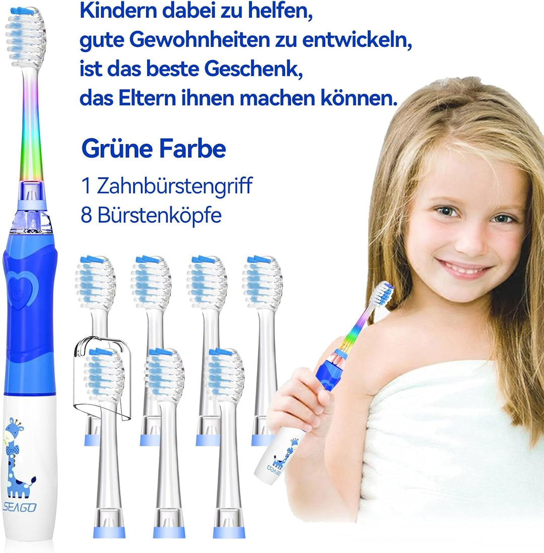 Seago Elektrische Zahnbürste Kinder ab 3-12 jahre Kinderzahnbürsten Elektrisch mit Farbigem Licht Sm