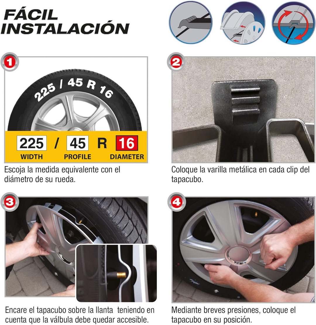 Sumex VNJ4215 Radkappen Florida, 15 Zoll, silberfarben, 4 Stück