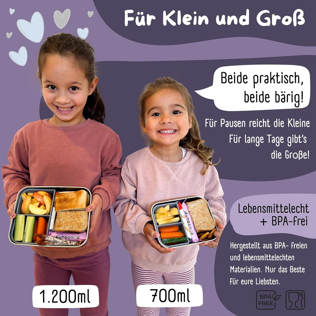 BEARFOOT Edelstahl Brotdose Kinder mit Silikondeckel (Lila, 700 ml) | BPA-frei, auslaufsicher, Brotz