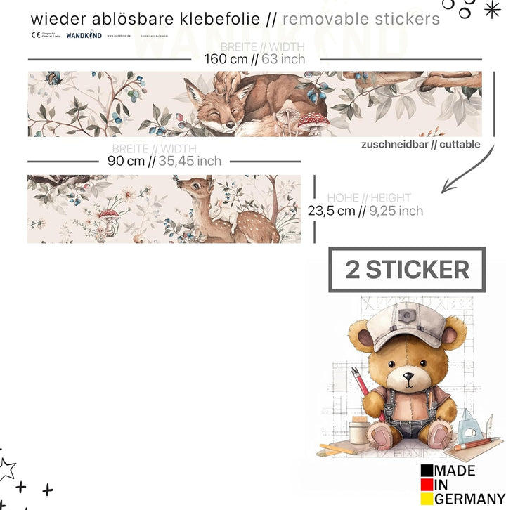 WANDKIND Aufkleber für IKEA KURA Kinderbett Hochbett Klebefolie Möbelfolie Sticker Kinderzimmer Wald