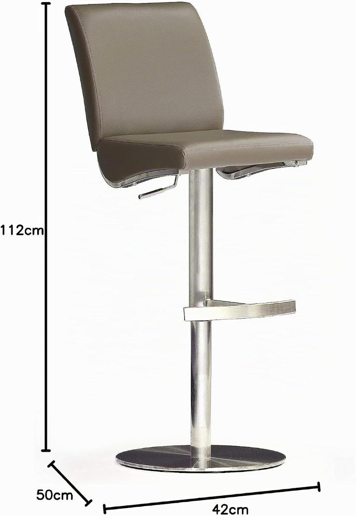 Robas Lund Barhocker Leder Cappuccino mit Lehne Barstuhl drehbar 360 Grad, Hocker höhenverstellbar,