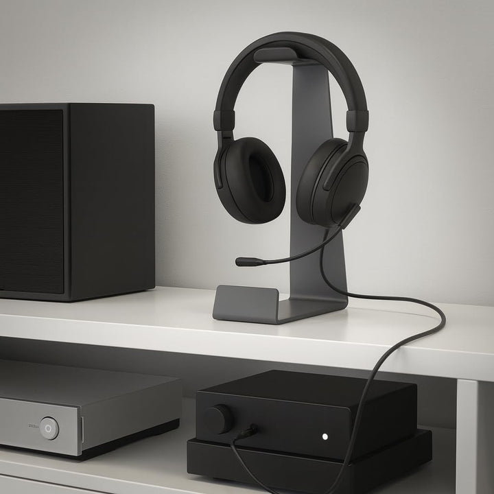 Multibrackets TableHeadset Schwarz Kopfhörerständer Tisch – Universeller Aluminium Headset Halter –
