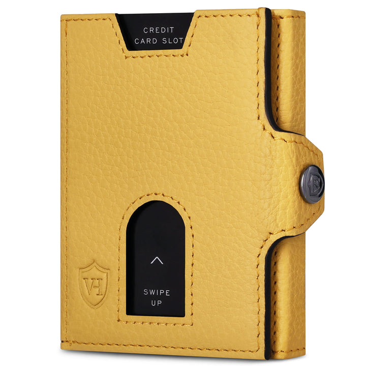 VON HEESEN Slim Wallet mit XL Münzfach &amp; RFID Schutz - Leder Geldbörse Herren klein - Mini Geldbeute