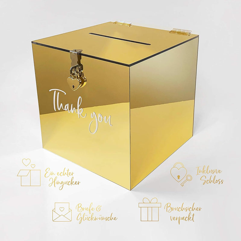 Acryl Geschenk Karten Box für Hochzeit | Wishing Well Wedding Card Box | Geldbox mit Herz Schloss |