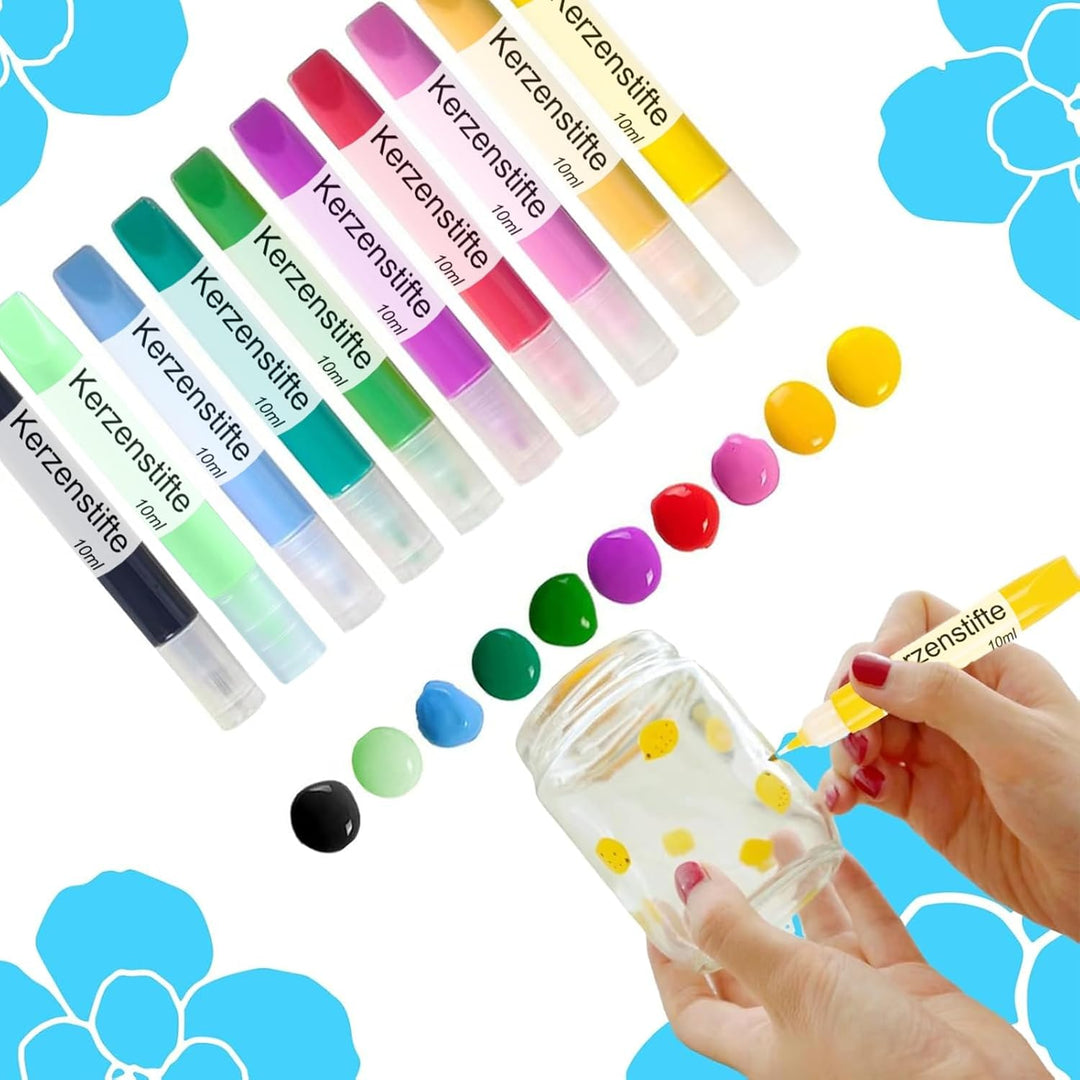 Ovaletta 16 Stück Kerzenstifte, Kerzen Bemalen Set, Wachsstifte für Kerzen, Candle Pen Ideal zum Dek