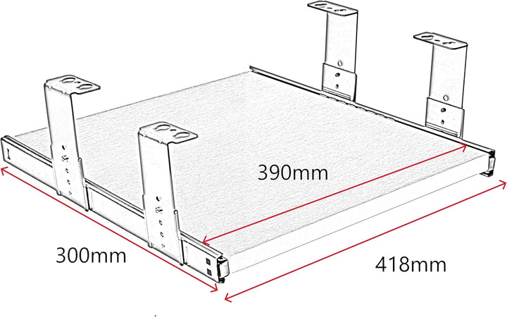 FIX&EASY Tastaturauszug Up&Down-XL, Tastaturablage 390X300mm buche Holz massiv, Auszugschienen mit E