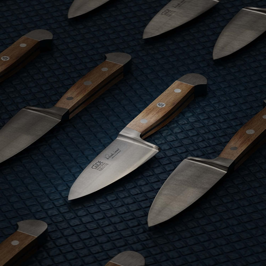 GÜDE Solingen - Hartkäsemesser Käsemesser geschmiedet, 10 cm, Fasseichenholz, ALPHA FASSEICHE, Doppe