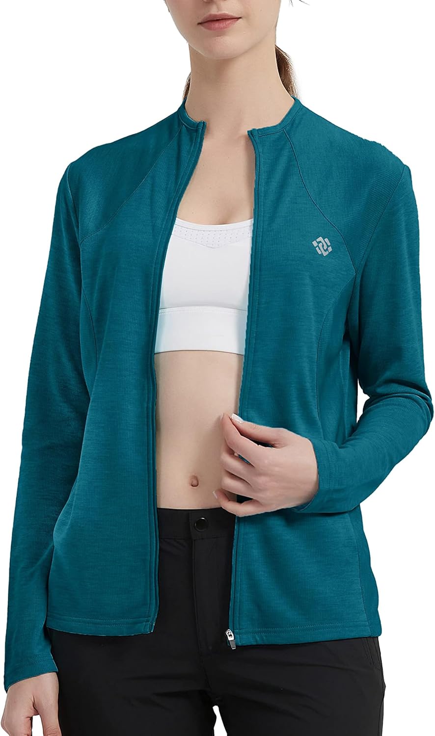 MoFiz Damen Laufjacke Leicht Sportjacke Trainingsjacke Langarm Fitness Wandern Yoga Jacke Atmungsakt