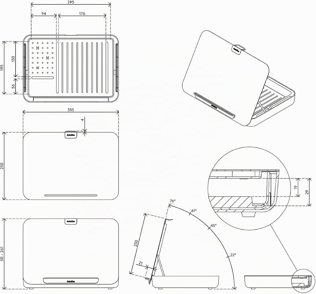 Dataflex Bento® Ergonomische Toolbox 903 Schwarz - Laptop-Ständer, Tablet-Ständer, Dokumentenhalter,